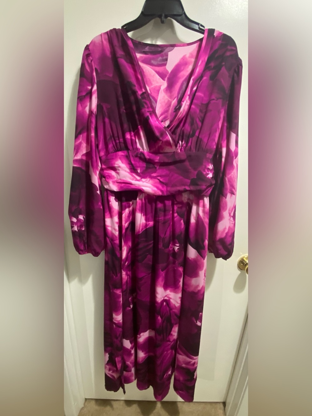 Beautiful Magenta Floral Print Wrap Dress